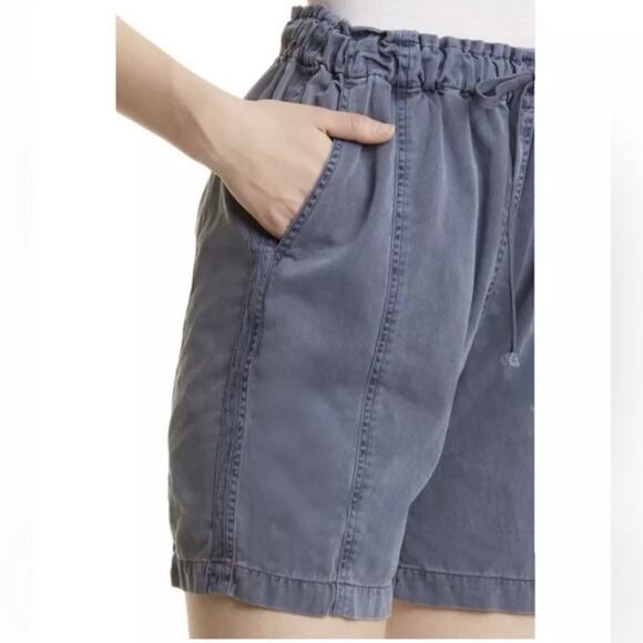NWT Xirena Wyatt Shorts Sz M High Rise Elastic Waist Drawstring Washed Blue $209 - Picture 3 of 11